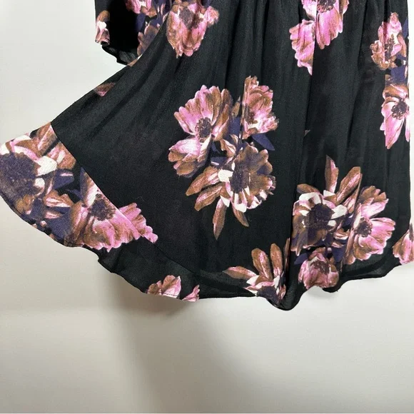 FREE PEOPLE All the Right Ruffles Floral Romper Black Brown Pink Size Small - Picture 14 of 15